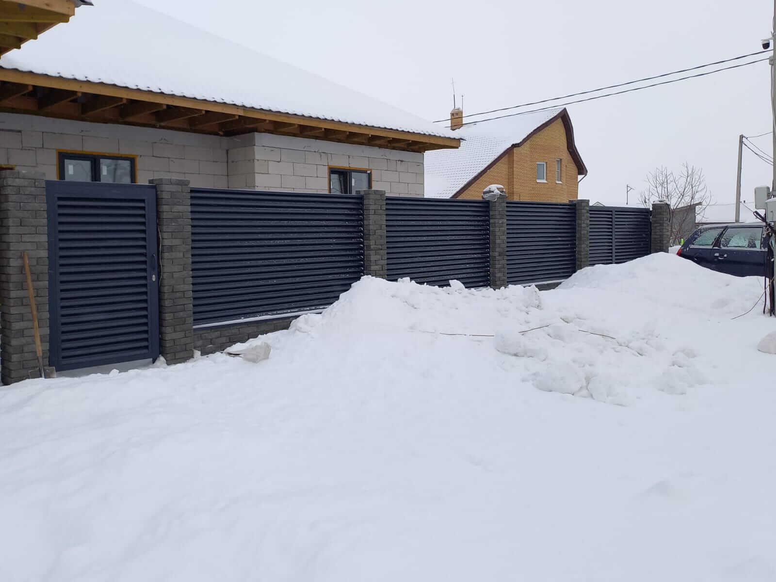 Забор из ламелей еврожалюзи 41м RAL7024/7024 Серый Графит двусторонний в Альметьевске