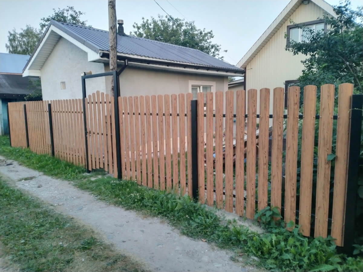Забор из евроштакетника 14м Кипарис 2xPrintech двусторонний в Альметьевске